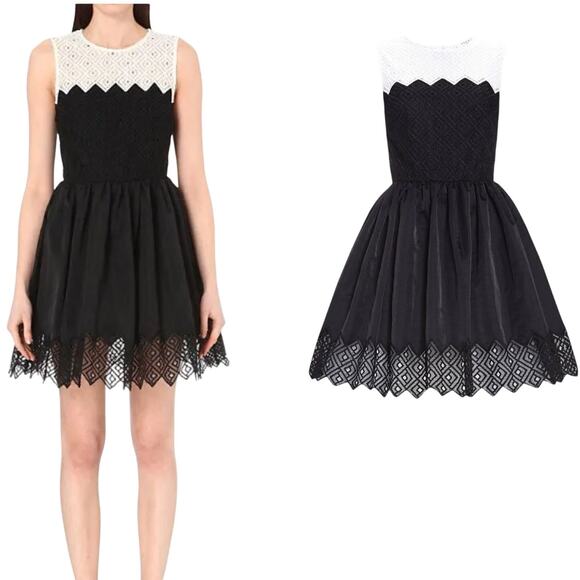 Sandro Paris Mini Dress Lace Bust Fit & Flare - Picture 1 of 9